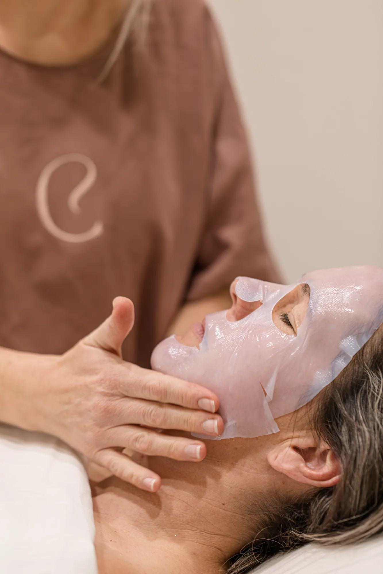 A barrier repair treatment being applied to calm reactive skin in Echuca