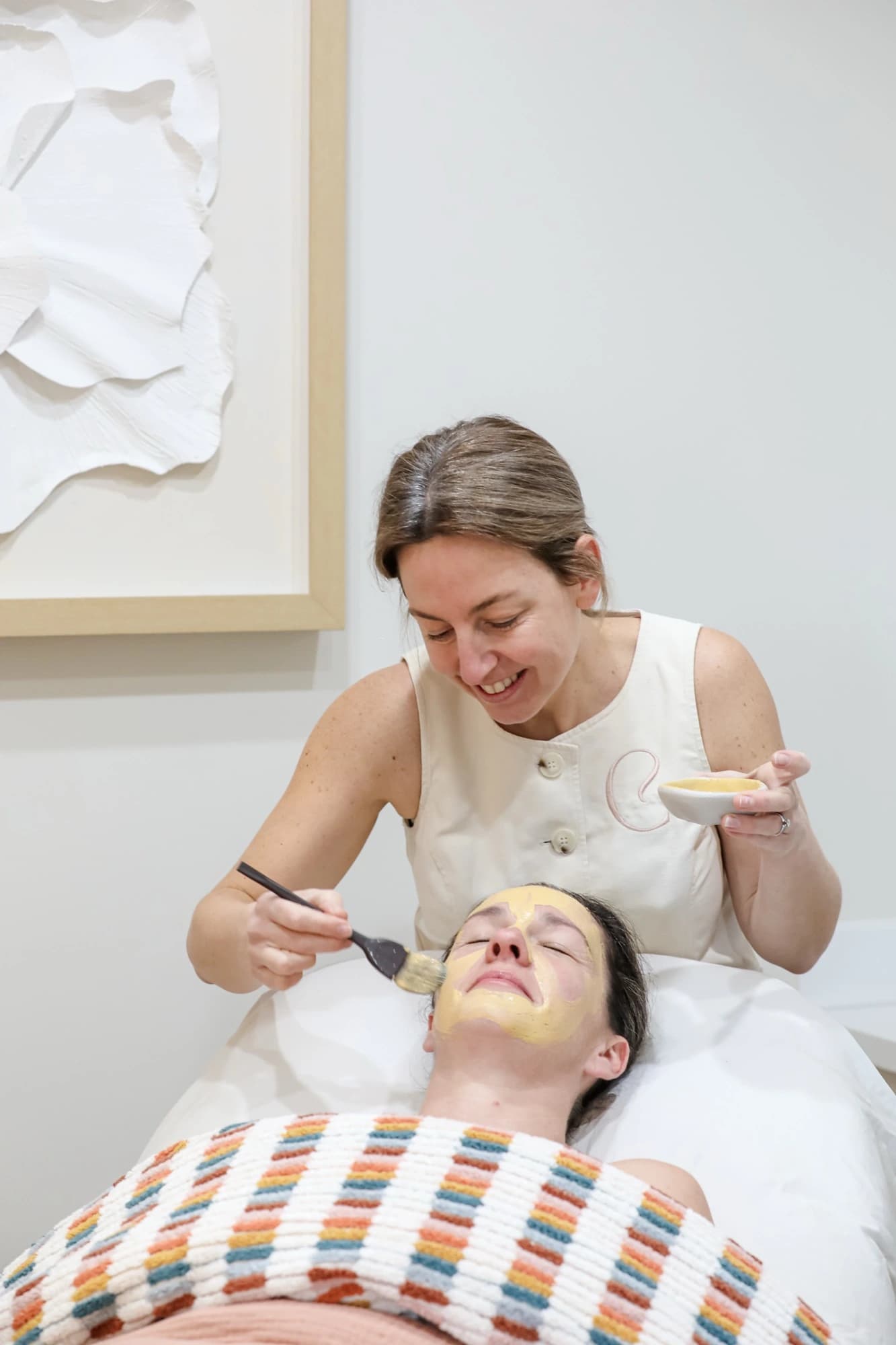 Amber Brown applying an enzyme mask during a corneotherapy facial at Classic Skin in Echuca-Moama